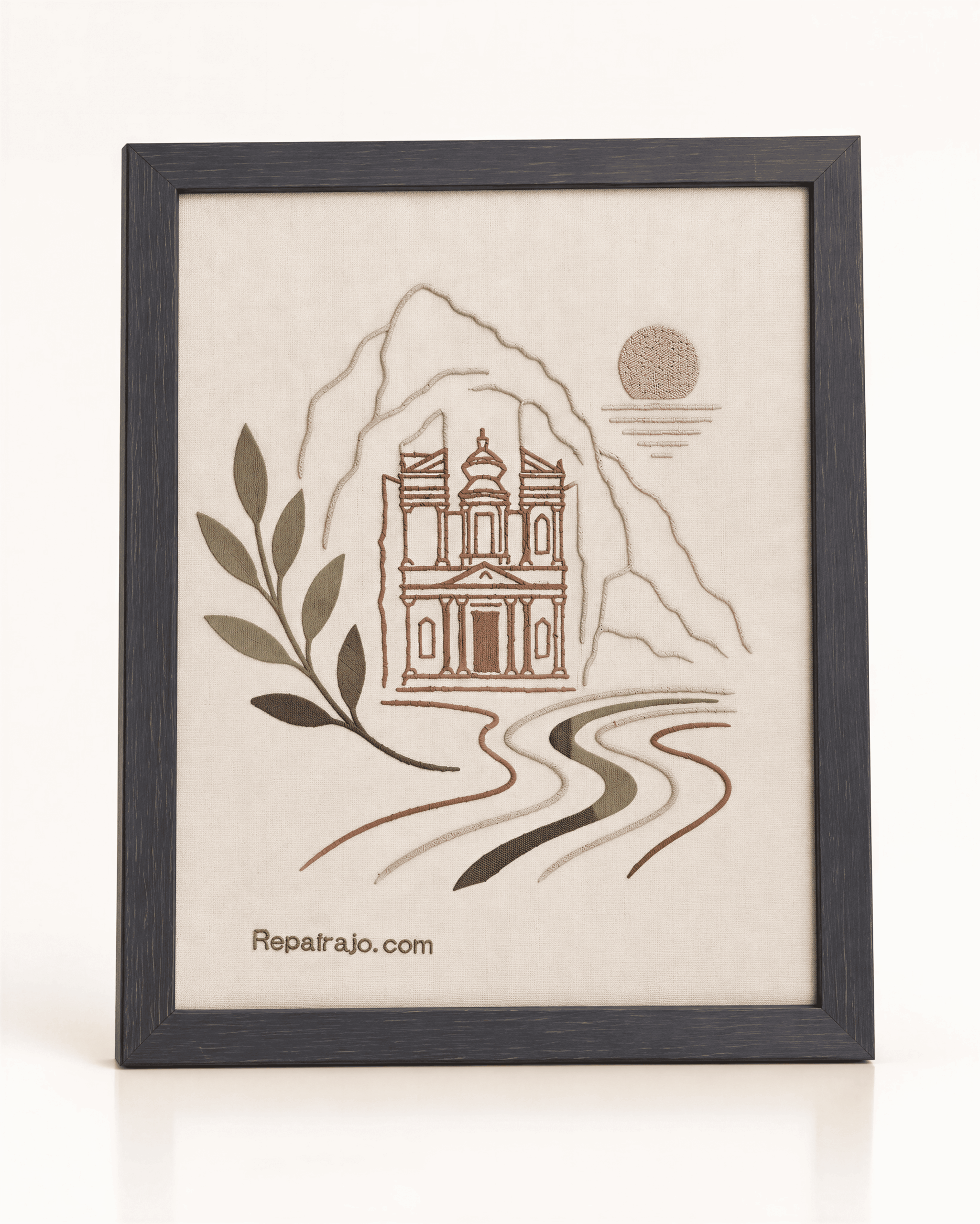 Petra Embroidered Wall Art – Handmade Jordanian Heritage